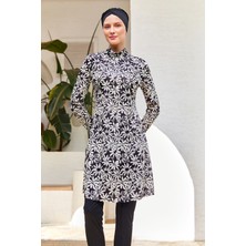 REMSA Likralı Tam Kapalı Tesettür Mayo Desenli 3101 Siyah