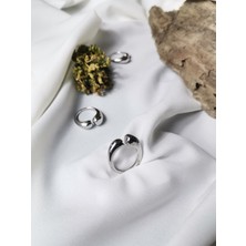 Luna Jewelry Kadın Gümüş Renk Fluid Wave 316L Çelik Ayarlanabilir Yüzük