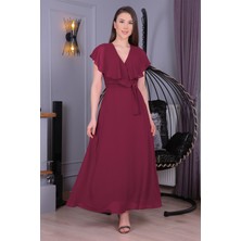 Dipmoda Kadın Bağlama Detaylı Özel Günler Için Şifon Elbise DP8047