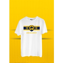 Ankaragücü 1910 Bisiklet Yaka Yüksek Kalite Baskılı Beyaz T-Shirt