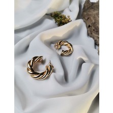 Luna Jewelry Kadın Gold Renk Luxe Rope 316L Çelik Küpe