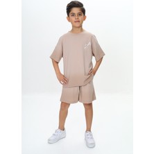 Toontoy Erkek Çocuk Yıkama Efektli Baskılı Şortlu Takım
