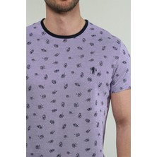 Lavander - Eflatun Desenli T-Shirt