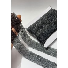 Antrasit Gri Ütüyle Yapışan Şerit Taş Boncuk 4 cm