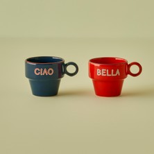 Bella Maison  Line Espresso 2'li Seti Mavi-Kırmızı (105 cc)