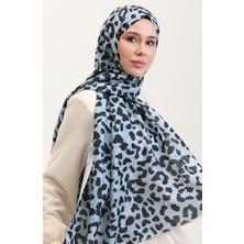 Leopar Desenli Şal 2076-06 Mavi Siyah