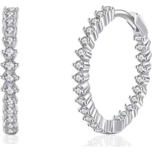 Timeless Series Sonsuz Parıltı Pırlanta Kesim Halka Gümüş Küpe