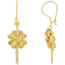 Yonca Sallantılı Altın Küpe / 22 Ayar