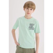 DeFacto Bisiklet Yaka Baskılı Kısa Kollu Tişört Erkek Çocuk E0168A825SM
