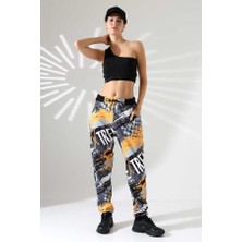 Mosranic Kadın Karışık Desen Jogger Lastik Paça Sokak Stili Oversize Eşofman Altı  Ms 1318