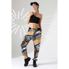 Mosranic Kadın Karışık Desen Jogger Lastik Paça Sokak Stili Oversize Eşofman Altı  Ms 1318