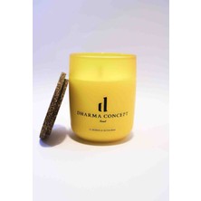 Doğal Vanilya Kokulu Soya Wax Mum, Karın Çakra, Sarı Dekoratif Kavanoz, Ahşap Fitil, Mantar Kapak