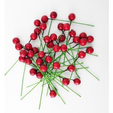 Bimotif Mini Telli Berry Kırmızı 10 Adet Yılbaşı Süsleri için Dekoratif Parti Malzemeleri