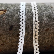 Beyaz Pamuk Dantel Şerit, 1 cm  5 Metre