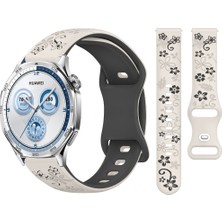 Sneezy Huawei Watch Gt2 Gt3 Gt4 Gt5 46MM Ile Uyumlu Floraflex Çiçek Desenli Silikon Kordon