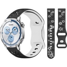 Sneezy Huawei Watch Gt2 Gt3 Gt4 Gt5 46MM Ile Uyumlu Floraflex Çiçek Desenli Silikon Kordon