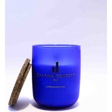 Lukserious Doğal Lavanta Kokulu Soya Wax Mum, Indigo Dekoratif Kavanoz, Ahşap Fitil, Mantar Kapak, 3. Göz Çakra