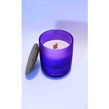 Lukserious Doğal Sakura Kokulu Soya Wax Mum, Dekoratif Mor Kavanoz, Taç Çakra, Ahşap Fitil, Mantar Kapak