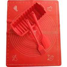 4 Parça Silikon Mutfak Seti Hamur Matı Baton Kek Fırça Spatula