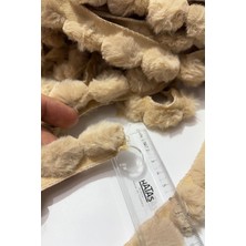 Hayalperest Boncuk Bej Rengi Peluş Şerit Ponpon,tavşan Kuyruğu Ponpon,peluş Ponpon 1 mt