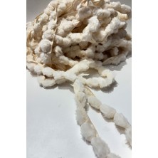 Hayalperest Boncuk Ekru Peluş Şerit Ponpon,tavşan Kuyruğu Ponpon,peluş Ponpon 1 mt