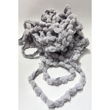 Hayalperest Boncuk Gri Peluş Şerit Ponpon,tavşan Kuyruğu Ponpon,peluş Ponpon 1 mt