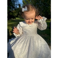 Kız Bebek Elbise Kız Çocuk Güpürlü Bebe Yaka Doğum Günü Parti Düğün Özel Gün Tüllü Astarlı Prenses Elbise ALY0280