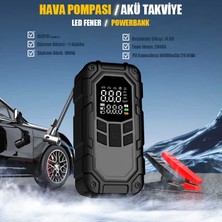 Mioji Mio D8H Plus 4in1 16000MAH 2000A Akü Takviye + Hava Pompası + Led Fener + Powerbank