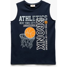 Koton Basketbol Baskı Detaylı Kolsuz Bisiklet Yaka Pamuklu Atlet