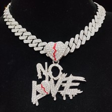 Hip Hop Hiçbir Kalp Kalp Kalp ile 14MM Küp Zincir Hiphop Buzlu Out Bling Hiphop Kalp Moda Takı (Yurt Dışından)