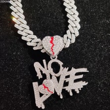 Hip Hop Hiçbir Kalp Kalp Kalp ile 14MM Küp Zincir Hiphop Buzlu Out Bling Hiphop Kalp Moda Takı (Yurt Dışından)