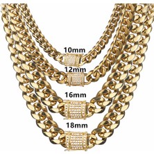 8/10/12/14/16/18MM Trendy 316L Paslanmaz Altın Renk Miami Küba Bordür Bağlantı Zinciri Erkek Kadın Kolye 7-40" (Yurt Dışından)