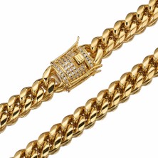 8/10/12/14/16/18MM Trendy 316L Paslanmaz Altın Renk Miami Küba Bordür Bağlantı Zinciri Erkek Kadın Kolye 7-40" (Yurt Dışından)