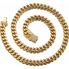 8/10/12/14/16/18MM Trendy 316L Paslanmaz Altın Renk Miami Küba Bordür Bağlantı Zinciri Erkek Kadın Kolye 7-40" (Yurt Dışından)
