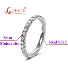 0.1ct 3mm Yuvarlak D Vvs Moissanite Tam Sonsuzluk Bandı Yüzük 925 Ayar Gümüş Takı Erkek Kadın Nişan Hediyesi Parti Buluşma (Yurt Dışından)