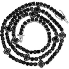 Topgrıllz Erkek Kadın Buzlu Out Charm Şanslı Yonca 4mm Tenis Zincirleri Kolye Moda Takı Dört Yapraklı Yonca Bilezikler (Yurt Dışından)