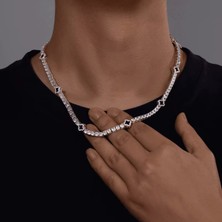 Topgrıllz Erkek Kadın Buzlu Out Charm Şanslı Yonca 4mm Tenis Zincirleri Kolye Moda Takı Dört Yapraklı Yonca Bilezikler (Yurt Dışından)