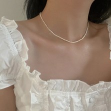 Retro Tatlı Su Inci Kolye Kadın Fransız Basit Zarif Moda Zincir Kolyeler (Yurt Dışından)