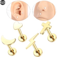 10 Adet/grup Titanyum Kulak Tragus Kıkırdak Piercing Içten Dişli Kalp Ay Yıldız Yıldırım Dudak Yüzük Dudak Çivisi Vücut Takısı (Yurt Dışından)