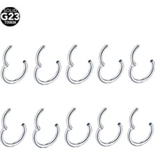 10 Adet/ G23 Titanyum Burun Halkası Septum Tıklayıcı Piercing Menteşeli Segment Burun Halkası Dudak Helix Daith Deniz Kabuğu Kıkırdak Piercing Takı (Yurt Dışından)