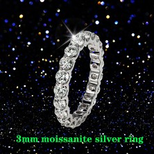 0.1ct 3mm Yuvarlak D Vvs Moissanite Tam Sonsuzluk Bandı Yüzük 925 Ayar Gümüş Takı Erkek Kadın Nişan Hediyesi Parti Buluşma (Yurt Dışından)