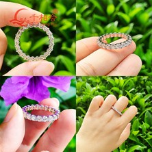 0.1ct 3mm Yuvarlak D Vvs Moissanite Tam Sonsuzluk Bandı Yüzük 925 Ayar Gümüş Takı Erkek Kadın Nişan Hediyesi Parti Buluşma (Yurt Dışından)