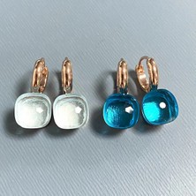 OEM Kadınlar Için 10.6mm Clic Nudo Küpeler Yüksek Kaliteli Kristal Küpeler Kare Mavi Topaz Küpeler Moda Takı Hediye (Yurt Dışından)