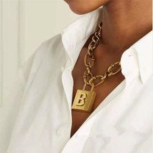 Vintage Metal Kalın Çinko Kalılı Geometrik Harf B Kilıl Kalılı Moda Kadın Punk Takı Yansıma (Yurt Dışından)