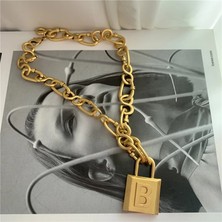 Vintage Metal Kalın Çinko Kalılı Geometrik Harf B Kilıl Kalılı Moda Kadın Punk Takı Yansıma (Yurt Dışından)