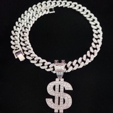 Hip Hop Dolar Kolye Kolye ile 13MM Zincir Hiphop Buzlu Out Kolye Kolye Moda Punk Takı (Yurt Dışından)