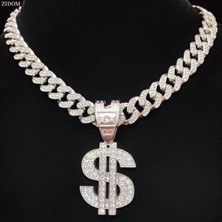 Hip Hop Dolar Kolye Kolye ile 13MM Zincir Hiphop Buzlu Out Kolye Kolye Moda Punk Takı (Yurt Dışından)
