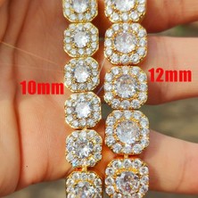 Hip Hop Takı 10MM 12MM Küme Tenis Çinko Demir Kolye Moda Bayanlar Buz Zirkon Tenis Çinko Demir Gerdanlık Kolye Parti Hediye ﻿ (Yurt Dışından)