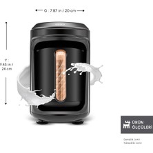 Karaca Hatır Hüps Quartz Közde Türk Kahvesi, Sütlü Türk Kahvesi, Sütlü İçecek Hazırlama Makinesi 5 Fincan Kapasiteli Bol Köpüklü Black Copper