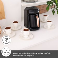 Karaca Hatır Hüps Quartz Közde Türk Kahvesi, Sütlü Türk Kahvesi, Sütlü İçecek Hazırlama Makinesi 5 Fincan Kapasiteli Bol Köpüklü Black Copper
